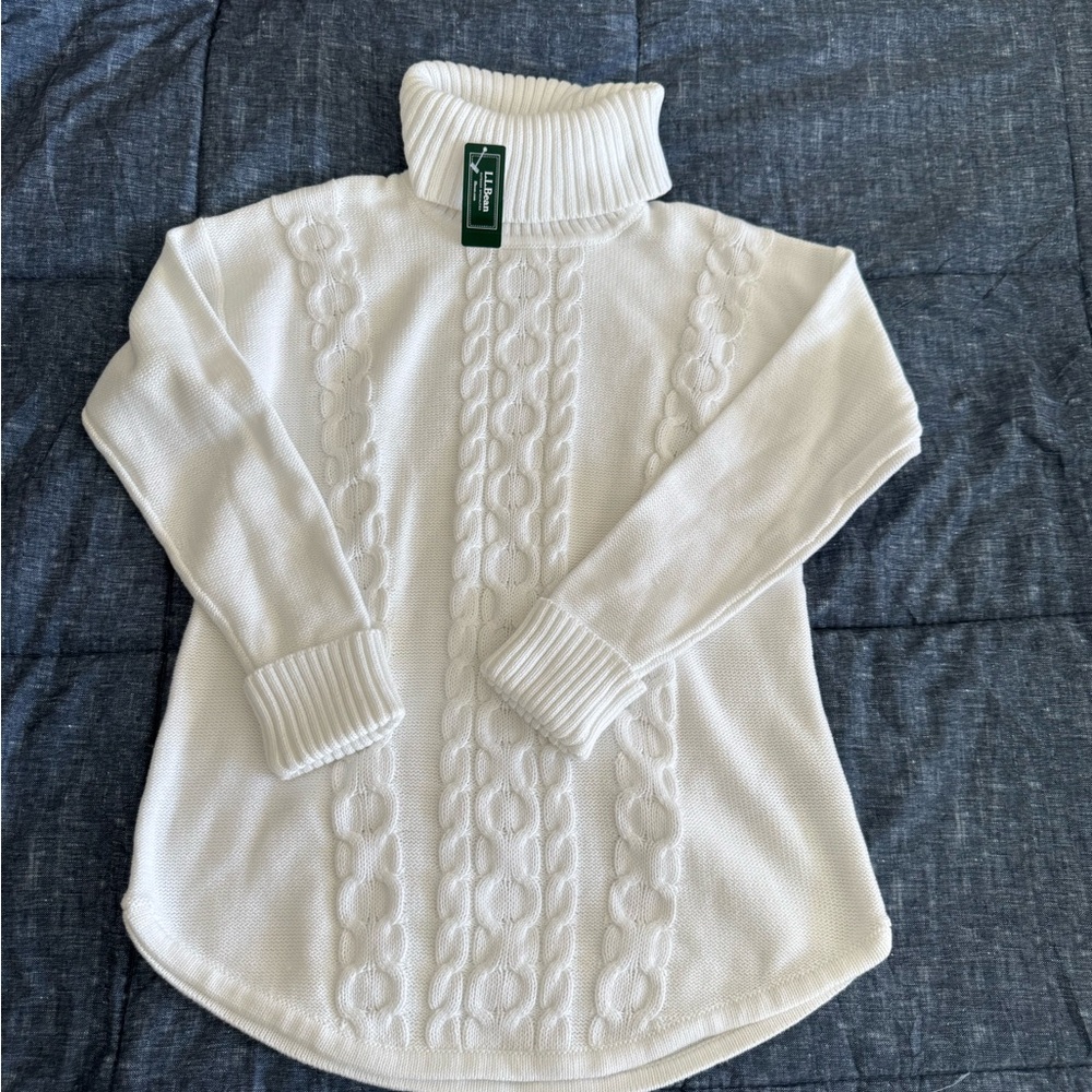 NWT L.L.Bean Cotton Cable Turtleneck